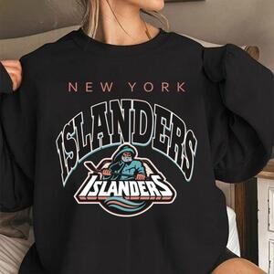 New York Islanders Hockey League Graphic Black Crewneck Sweatshirt